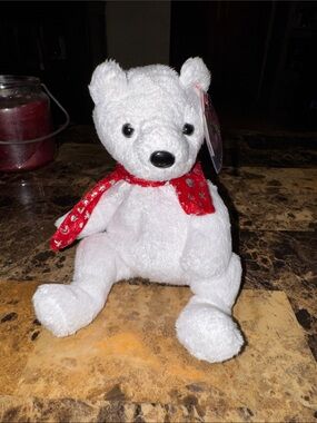 🎄2000 Ty Holiday Teddy Beanie Baby Bear With Scarf